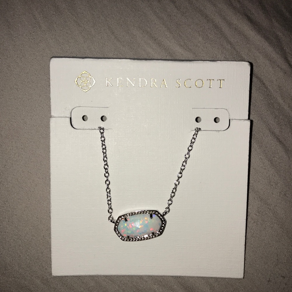 Elisa Silver Pendant In White Kyocera Opal